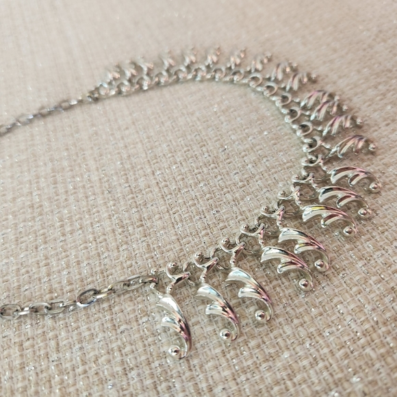 Vintage Sarah Coventry Fancy Free Silver Fringe Collar Necklace - Picture 5 of 8